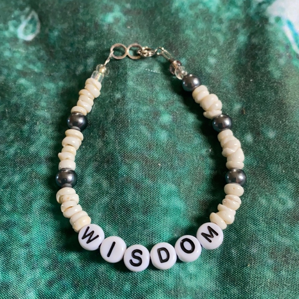 Wisdom bracelet, made with puka shells from Maui